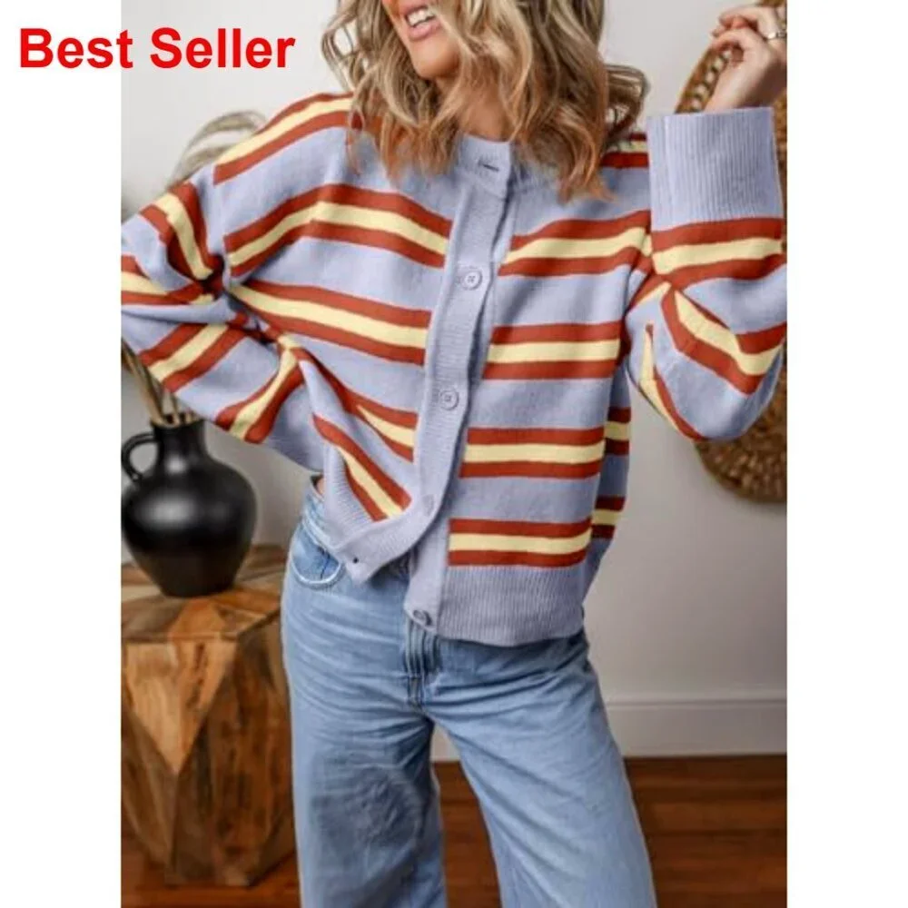 Lightweight Cropped Cardigan Sweater, Chunky Knit, V-Neck, Open Front